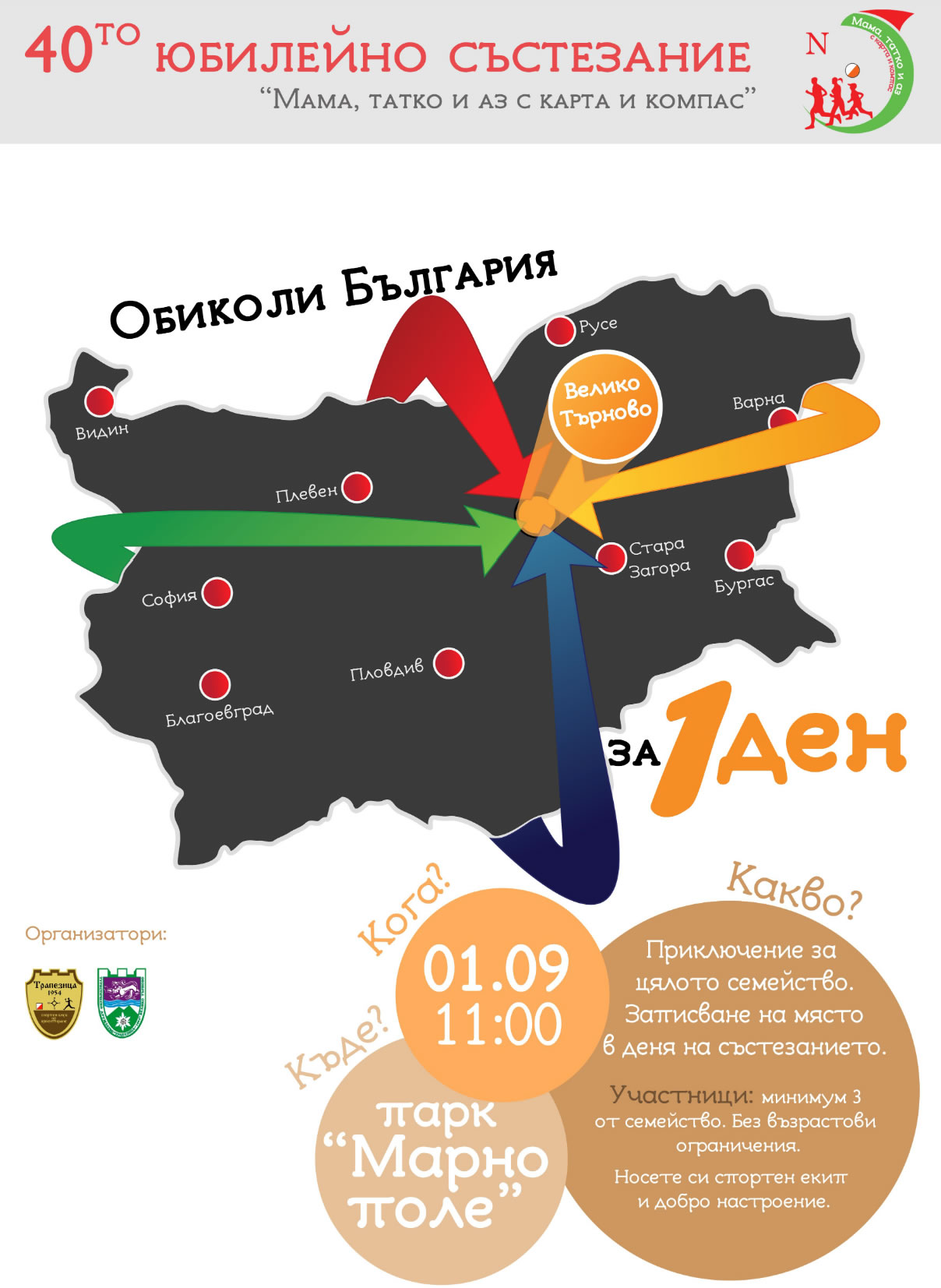 Мама, татко и аз с карта и с компас